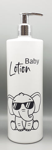 Baby Bathroom White Pump Bottles, Safari Theme Bottles for Children- Reusable Dispensers Baby Lotion 500ml