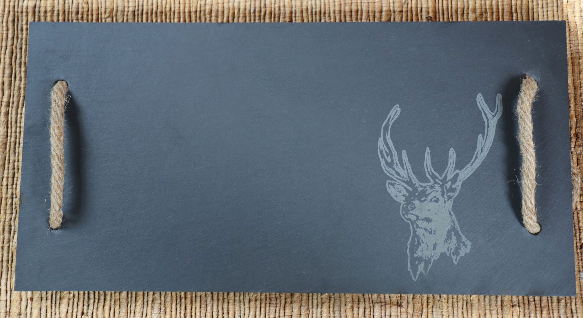 Stag - Rustic Slate Serving Tray with Rope Handles