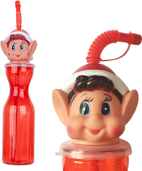 Personalised naughty elf bottle with flexible straw