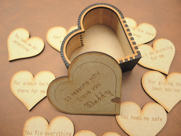 Heart shaped "10 reason why I love you Daddy" gift box
