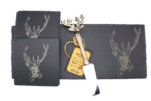 Stag - Slate Serving Platter and Coaster Set With Cheese Knife