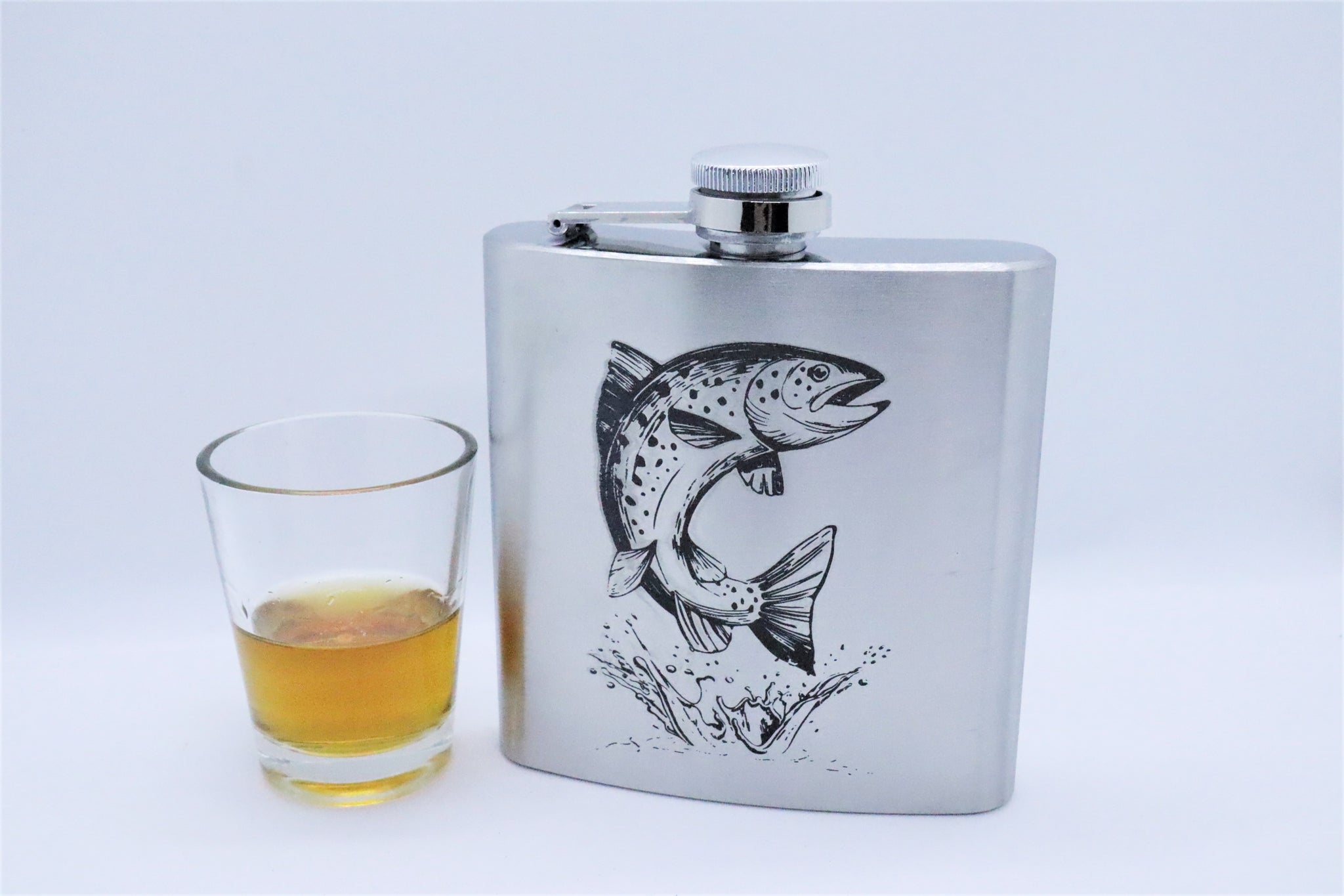 Hip Flask with Salmon Design