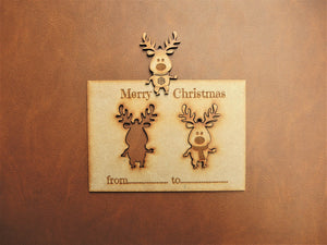 Personalised Wooden Christmas Card with Rudolph Reindeer