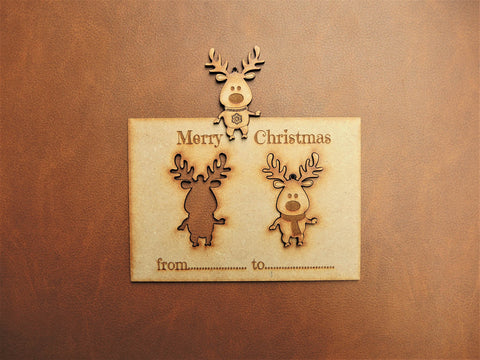 Personalised Wooden Christmas Card with Rudolph Reindeer