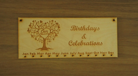 Wooden Birthday Reminder Calendar
