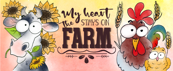 My Heart Stays On The Farm- Cow & Chicken Mug