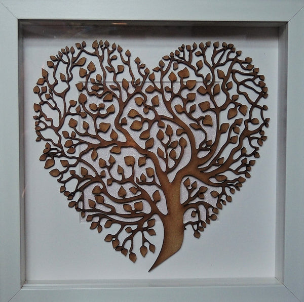 Heart shaped family tree box frame