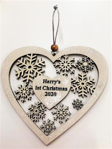 Personalised Heart Shaped Christmas Decoration