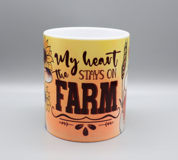 My Heart Stays On The Farm- Cow & Chicken Mug