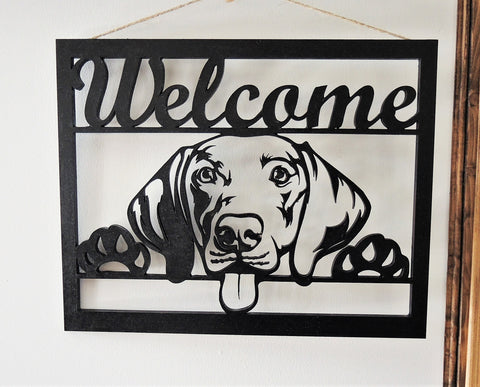 Weimarener Dog Welcome Sign